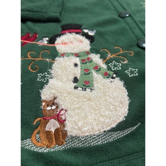 Ladies‎ Winter Fleece Snowman Cardinal Cardigan Sz med - Picture 6 of 7